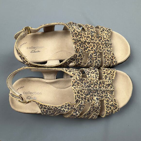 Clarks Leopard Print Slingback Sandals 6 XW Comfort - Picture 8 of 10